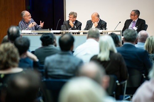 Professor Cary Cooper, Jonathan O’Neill, Kevin Rowan and David Fishwick on the panel session. Photograph: Harry Richards Photography
