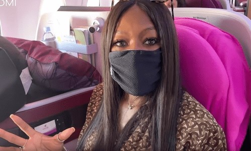 Naomi Campbell says her in-flight routine saves her from getting ill. Photograph: YouTube