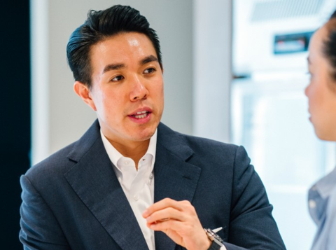 Man and woman having a discussion in an office