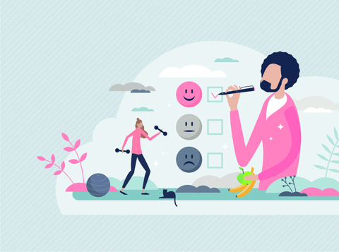 Wellbeing tick box image of happiness scale