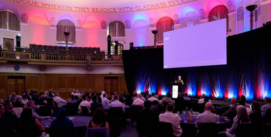 Speaker addressing attendees at a British Safety Council International Safety Awards 2026 conference