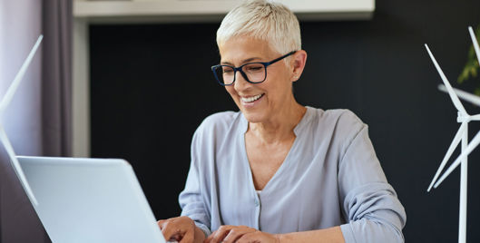 Woman working on laptop