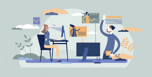 Illustration of someone sat at a desk and how this impacts DSE assessments