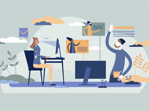 Illustration of someone sat at a desk and how this impacts DSE assessments